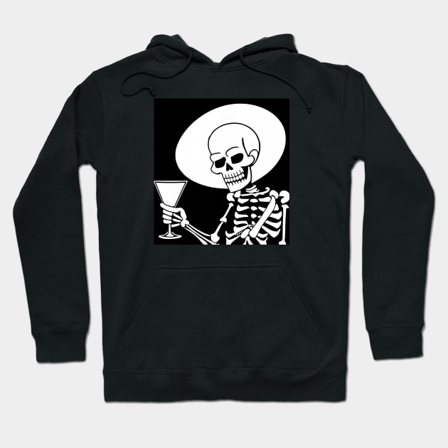 Skeleton with martini cheers cocktail Hoodie by Flawless Designs